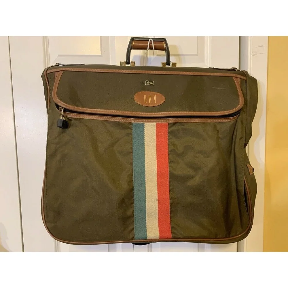 Vintage Lark Travel Luggage Hanging Garment‎ Bag Olive Brown